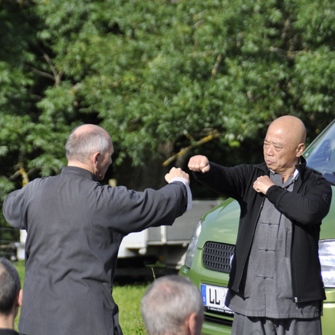 Großmeister Chu King-hung bei einer Demonstration mit Richard Sämmer in Agatharied - Foto: Christine Rühmer Großmeister Chu King-hung bei einer Demonstration mit Richard Sämmer in Agatharied - Foto: Christine Rühmer