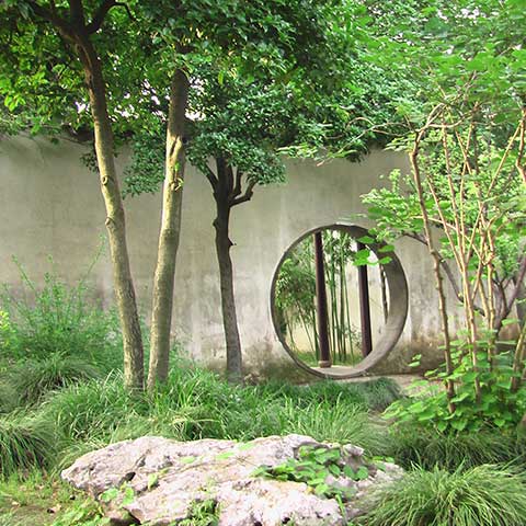Rundes Eingangstor zu Garten, Asien Rundes Eingangstor zu Garten, Asien